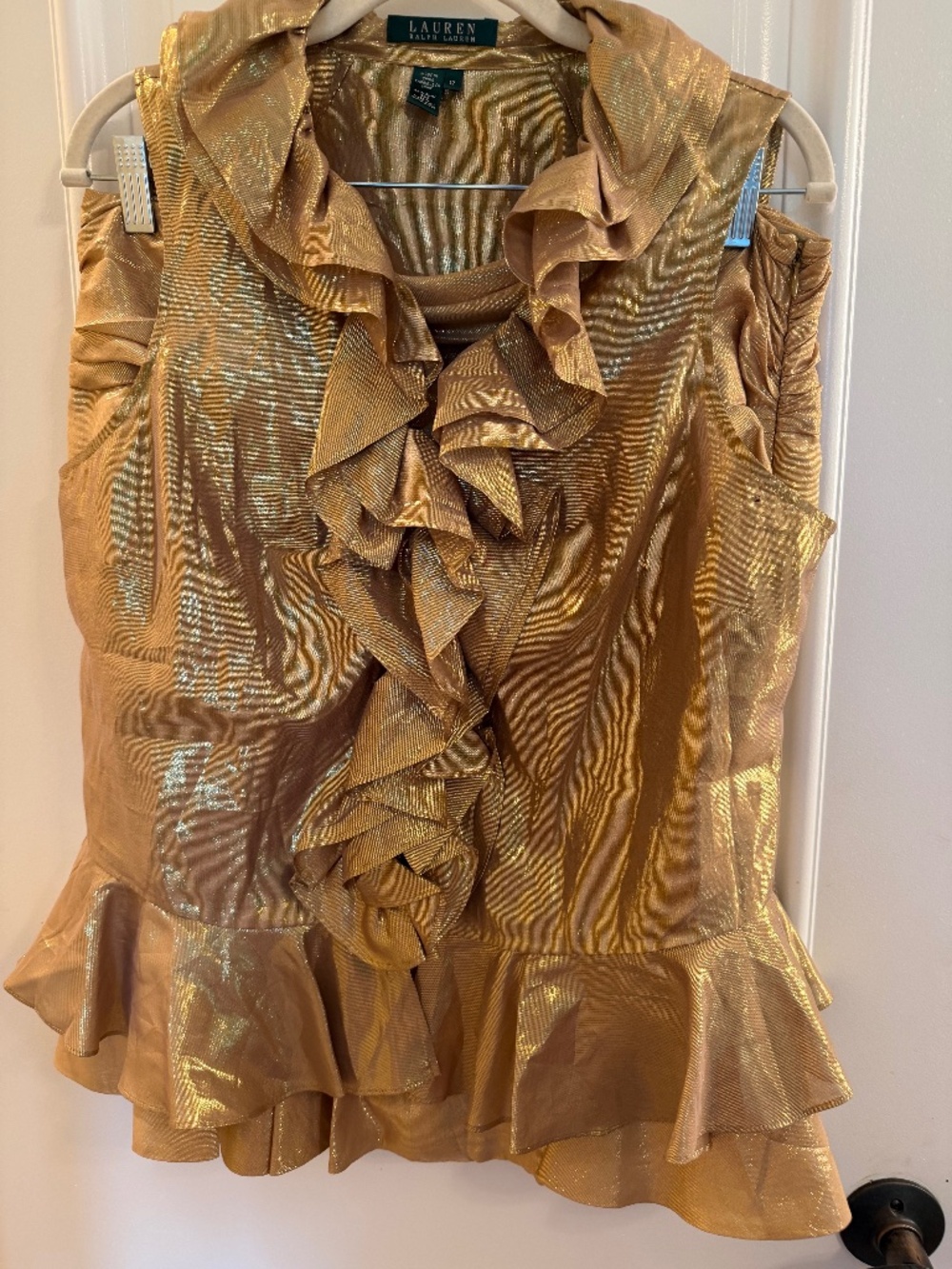Ralph Lauren gold ruffle top and skirt size 12